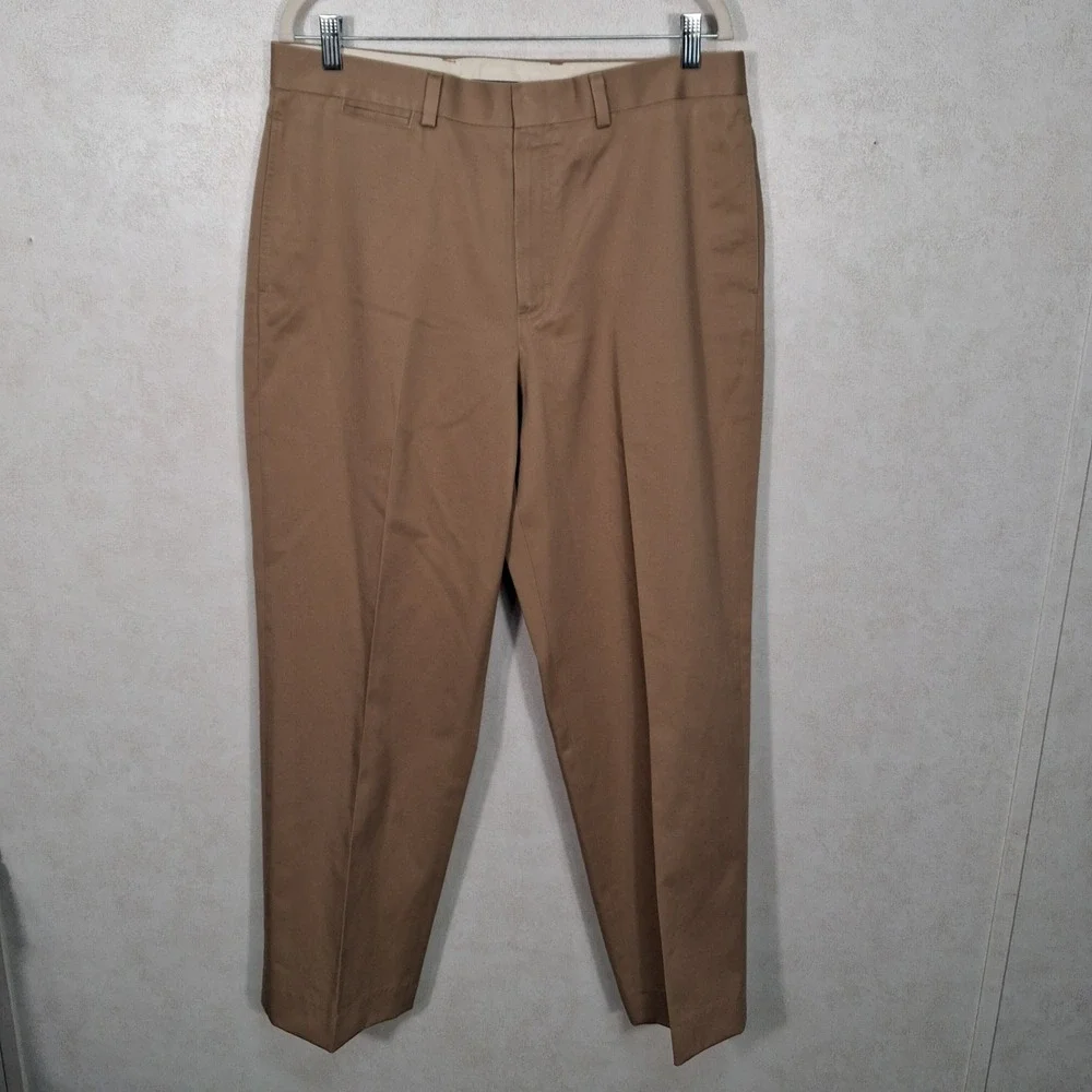 L.L.Bean Natural Fit Chinos Mens 34 Tan Khaki Cotton Twill Straight Leg Pants